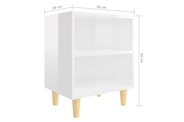 Yöpöydät 2 kpl 40x30x50 cm Puujalat - Valkoinen - Yöpöytä
