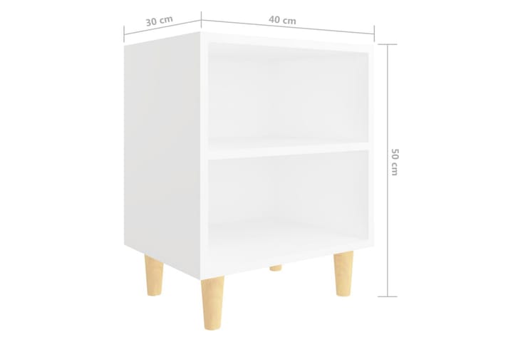 Yöpöydät 2 kpl 40x30x50 cm Puujalat - Valkoinen - Yöpöytä