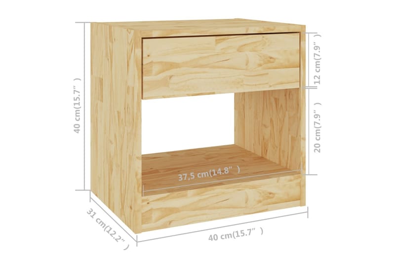 Yöpöydät 2 kpl 40x31x40 cm täysi mänty - Ruskea - Yöpöytä