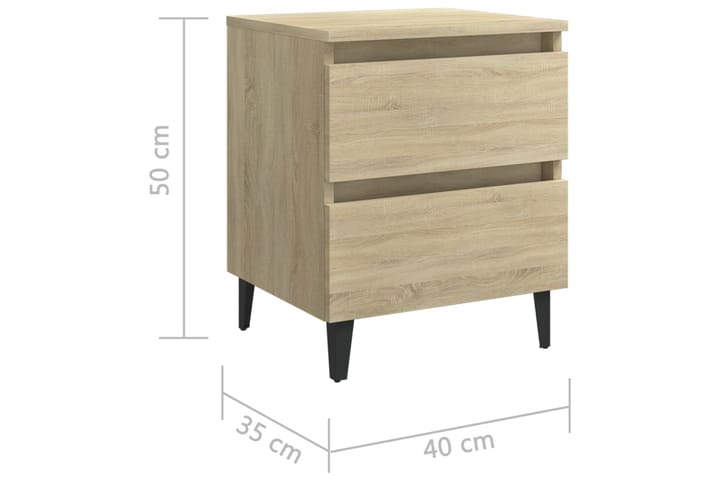 Yöpöydät 2 kpl 40x35x50 cm Sonoma-tammi - Ruskea - Yöpöytä