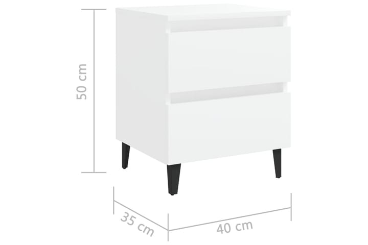 Yöpöydät 2 kpl 40x35x50 cm - Valkoinen - Yöpöytä