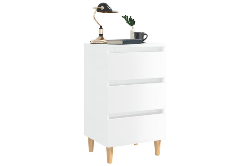 Yöpöydät 2 kpl 40x35x69cm Puujalat - Valkoinen - Huonekalut - Pöytä & ruokailuryhmä - Apupöytä & sivupöytä - Yöpöytä
