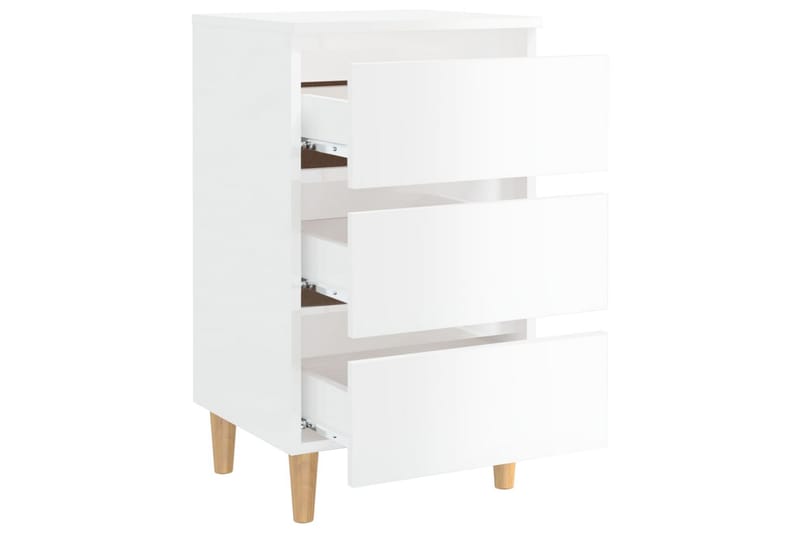 Yöpöydät 2 kpl 40x35x69cm Puujalat - Valkoinen - Huonekalut - Pöytä & ruokailuryhmä - Apupöytä & sivupöytä - Yöpöytä
