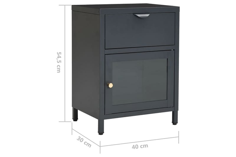 Yöpöydät 2 kpl antrasiitti 40x30x54,5 cm teräs ja lasi - Antrasiitti - Huonekalut - Pöytä & ruokailuryhmä - Apupöytä & sivupöytä - Yöpöytä