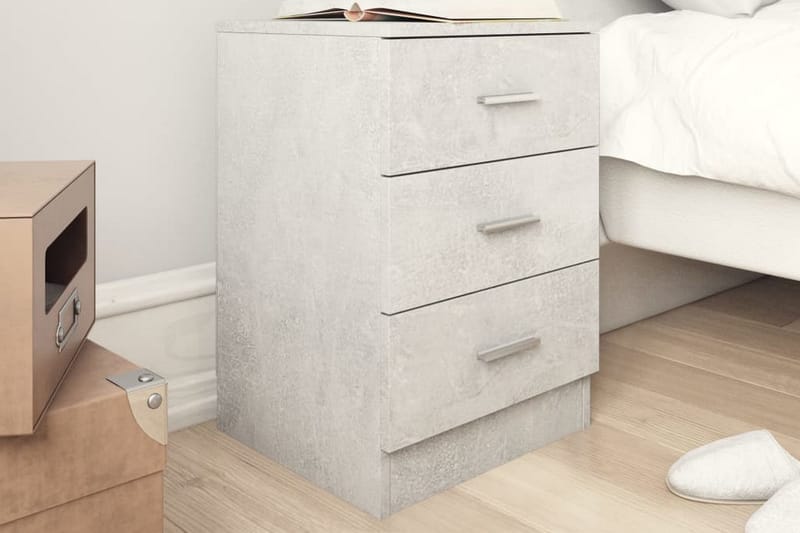 Yöpöydät 2 kpl betoninharmaa 38x35x56 cm lastulevy - Harmaa - Huonekalut - Pöytä & ruokailuryhmä - Apupöytä & sivupöytä - Yöpöytä