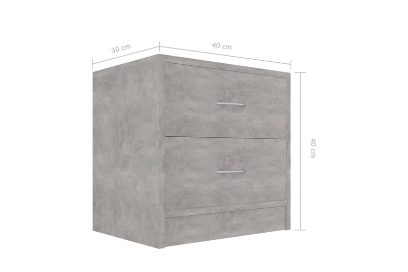 Yöpöydät 2 kpl betoninharmaa 40x30x40 cm lastulevy - Harmaa - Huonekalut - Pöytä & ruokailuryhmä - Apupöytä & sivupöytä - Yöpöytä