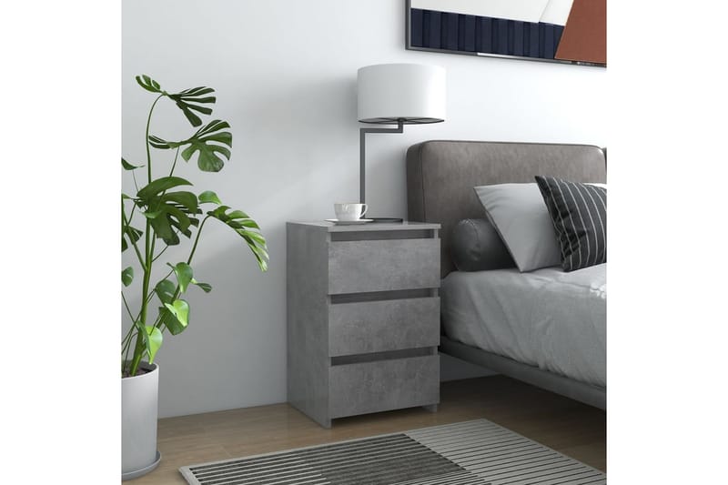 Yöpöydät 2 kpl betoninharmaa 40x35x62,5 cm lastulevy - Huonekalut - Pöytä & ruokailuryhmä - Apupöytä & sivupöytä - Yöpöytä