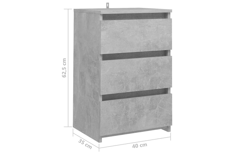 Yöpöydät 2 kpl betoninharmaa 40x35x62,5 cm lastulevy - Huonekalut - Pöytä & ruokailuryhmä - Apupöytä & sivupöytä - Yöpöytä
