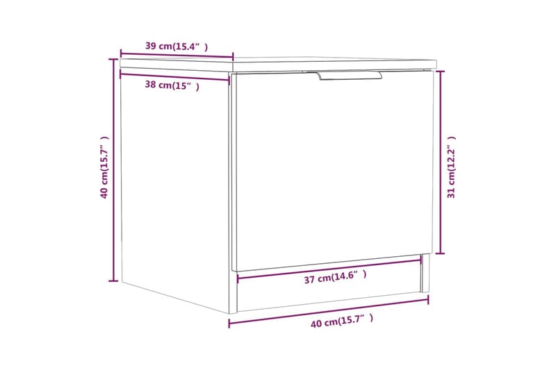 Yöpöydät 2 kpl betoninharmaa 40x39x40 cm - Harmaa - Yöpöytä