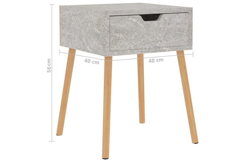 Yöpöydät 2 kpl betoninharmaa 40x40x56 cm lastulevy - Harmaa - Huonekalut - Pöytä & ruokailuryhmä - Apupöytä & sivupöytä - Yöpöytä