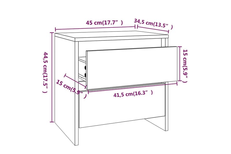 Yöpöydät 2 kpl betoninharmaa 45x34,5x44,5 cm lastulevy - Harmaa - Huonekalut - Pöytä & ruokailuryhmä - Apupöytä & sivupöytä - Yöpöytä