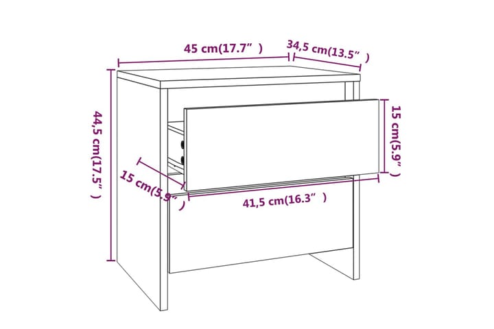 Yöpöydät 2 kpl betoninharmaa 45x34,5x44,5 cm lastulevy - Harmaa - Yöpöytä