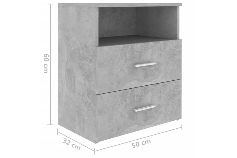 Yöpöydät 2 kpl betoninharmaa 50x32x60 cm - Harmaa - Huonekalut - Pöytä & ruokailuryhmä - Apupöytä & sivupöytä - Yöpöytä