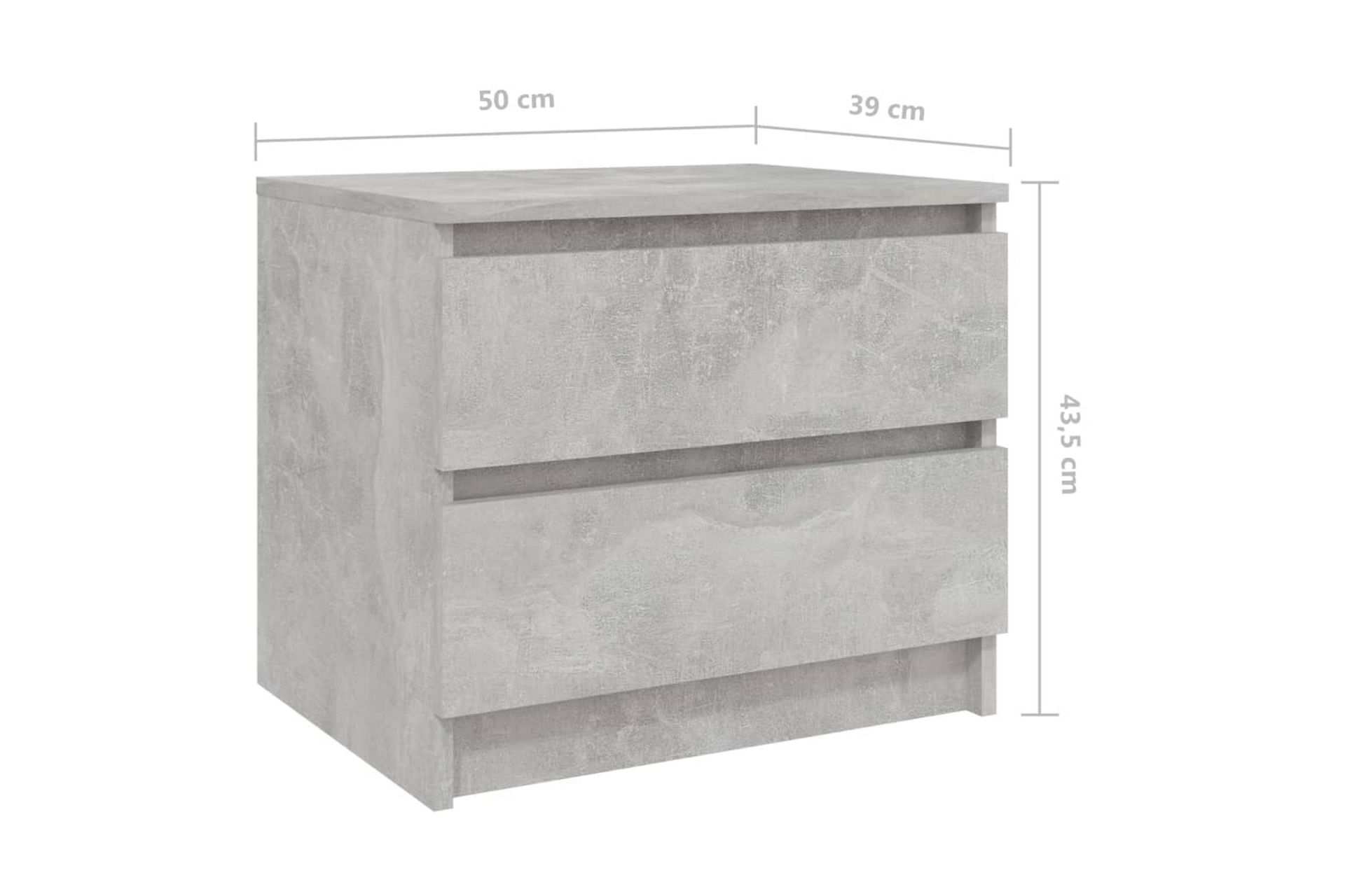 Yöpöydät 2 kpl betoninharmaa 50x39x43,5 cm lastulevy - Huonekalut - Pöytä & ruokailuryhmä - Apupöytä & sivupöytä - Yöpöytä