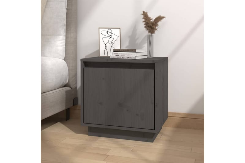 Yöpöydät 2 kpl harmaa 40x30x40 cm täysi mänty - Harmaa - Huonekalut - Pöytä & ruokailuryhmä - Apupöytä & sivupöytä - Yöpöytä