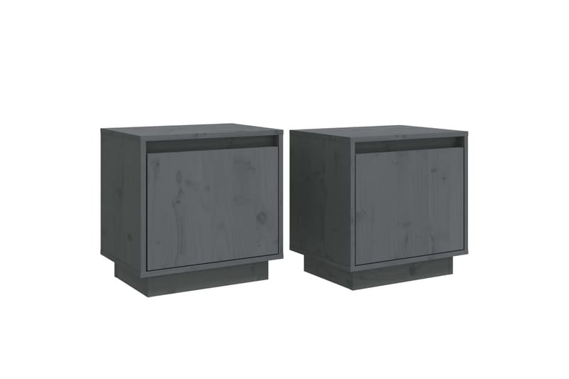Yöpöydät 2 kpl harmaa 40x30x40 cm täysi mänty - Harmaa - Huonekalut - Pöytä & ruokailuryhmä - Apupöytä & sivupöytä - Yöpöytä