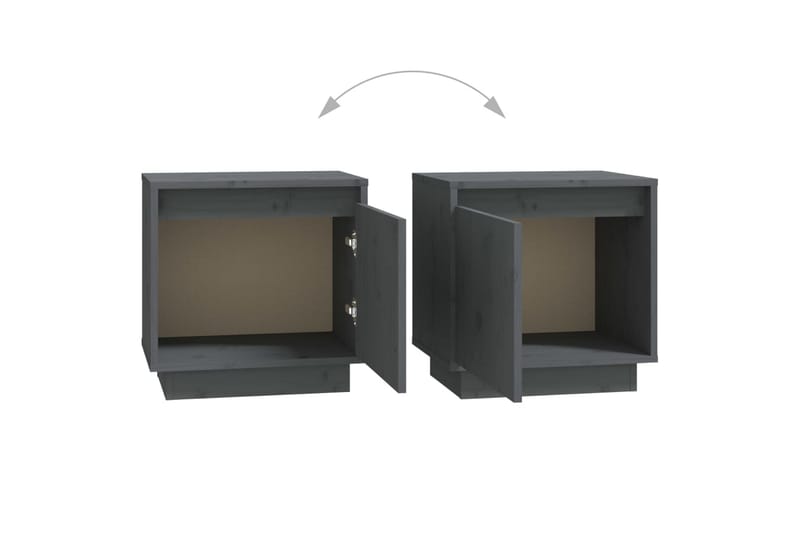 Yöpöydät 2 kpl harmaa 40x30x40 cm täysi mänty - Harmaa - Huonekalut - Pöytä & ruokailuryhmä - Apupöytä & sivupöytä - Yöpöytä