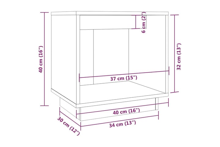 Yöpöydät 2 kpl harmaa 40x30x40 cm täysi mänty - Harmaa - Yöpöytä