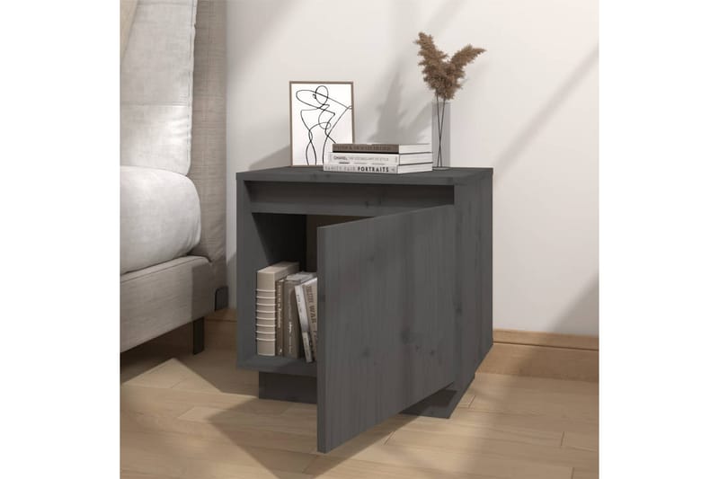 Yöpöydät 2 kpl harmaa 40x30x40 cm täysi mänty - Harmaa - Huonekalut - Pöytä & ruokailuryhmä - Apupöytä & sivupöytä - Yöpöytä