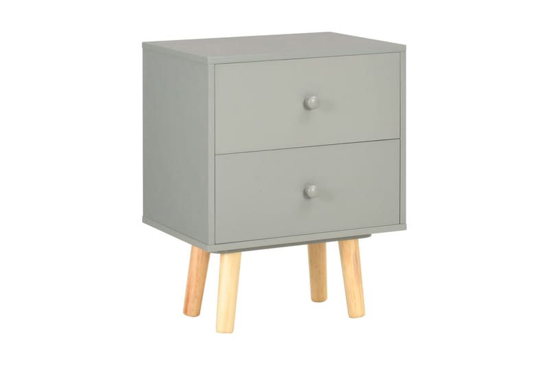 Yöpöydät 2 kpl harmaa 40x30x50 cm täysi mänty - Harmaa - Huonekalut - Pöytä & ruokailuryhmä - Apupöytä & sivupöytä - Yöpöytä