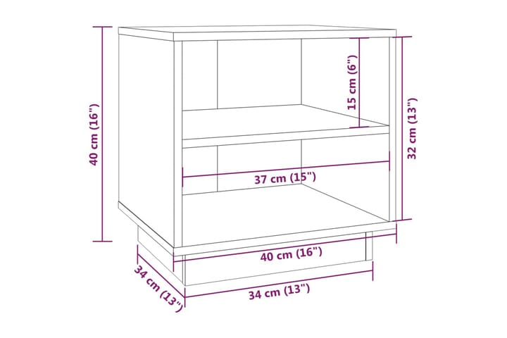 Yöpöydät 2 kpl harmaa 40x34x40 cm täysi mänty - Harmaa - Yöpöytä