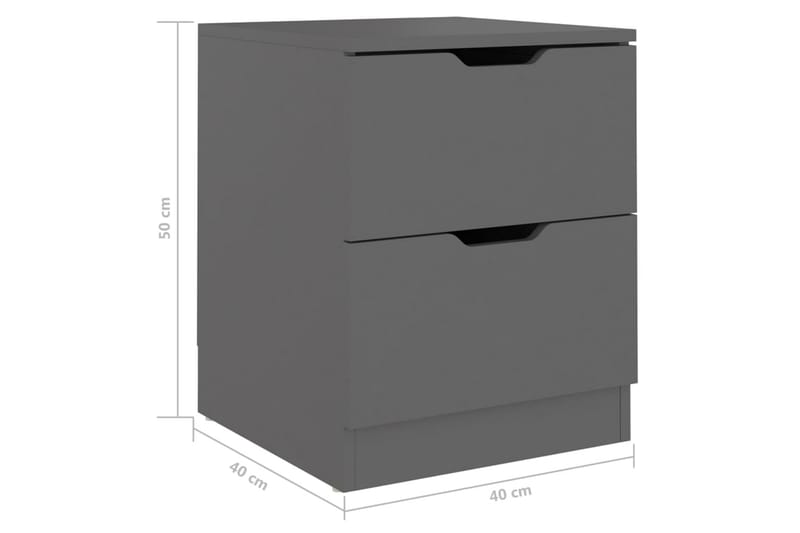Yöpöydät 2 kpl harmaa 40x40x50 cm lastulevy - Huonekalut - Pöytä & ruokailuryhmä - Apupöytä & sivupöytä - Yöpöytä