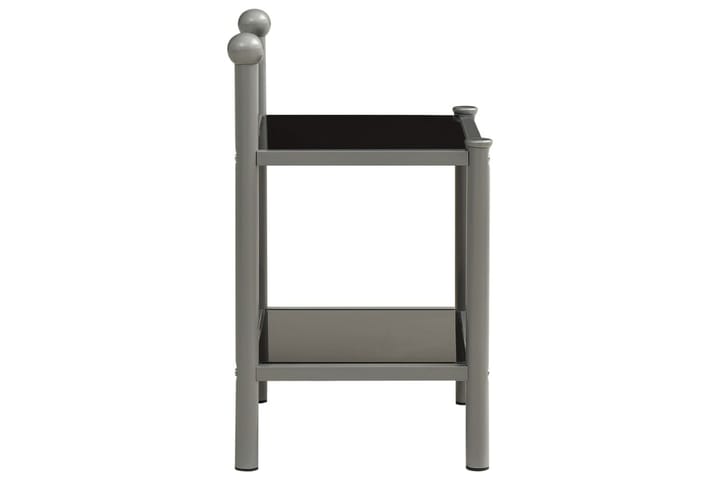 Yöpöydät 2 kpl harmaa ja musta metalli ja lasi - Yöpöytä