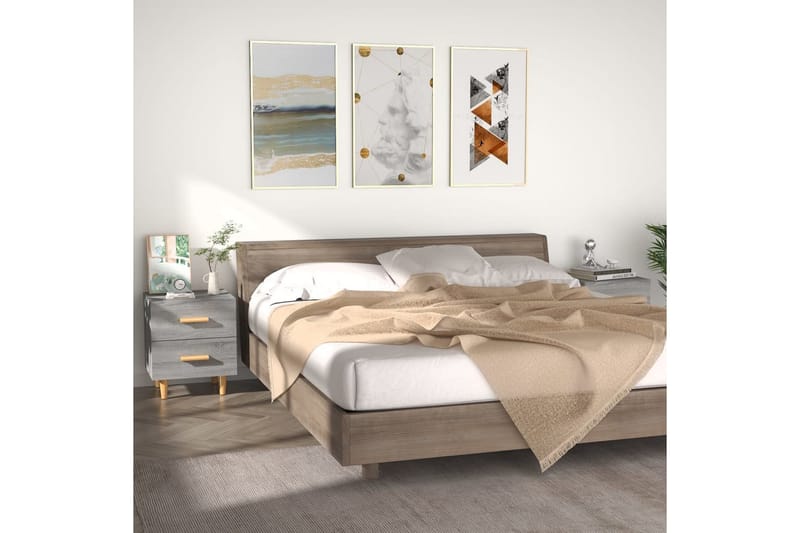 Yöpöydät 2 kpl harmaa Sonoma 40x35x47,5 cm - Harmaa - Huonekalut - Pöytä & ruokailuryhmä - Apupöytä & sivupöytä - Yöpöytä