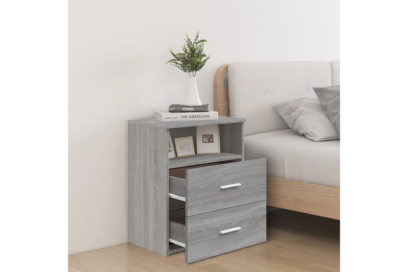 Yöpöydät 2 kpl harmaa Sonoma 50x32x60 cm - Harmaa - Huonekalut - Pöytä & ruokailuryhmä - Apupöytä & sivupöytä - Yöpöytä