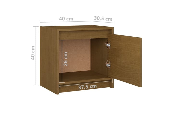Yöpöydät 2 kpl hunajanruskea 40x30,5x40 cm täysi mänty - Ruskea - Yöpöytä