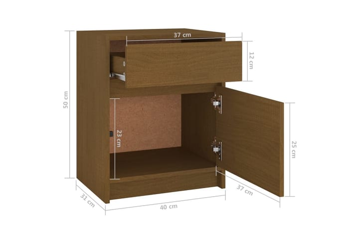 Yöpöydät 2 kpl hunajanruskea 40x31x50 cm täysi mänty - Ruskea - Yöpöytä