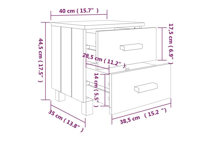 Yöpöydät 2 kpl hunajanruskea 40x35x44,5 cm täysi mänty - Ruskea - Yöpöytä