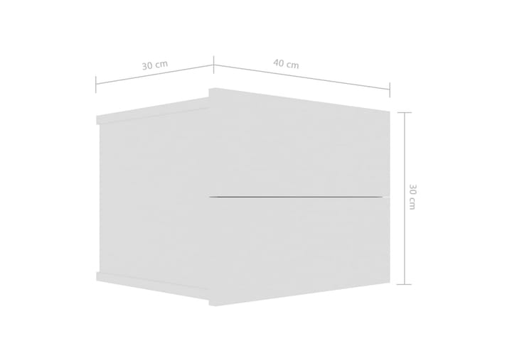 Yöpöydät 2 kpl korkeakiilto valkoinen 40x30x30 cm lastulevy - Valkoinen - Yöpöytä