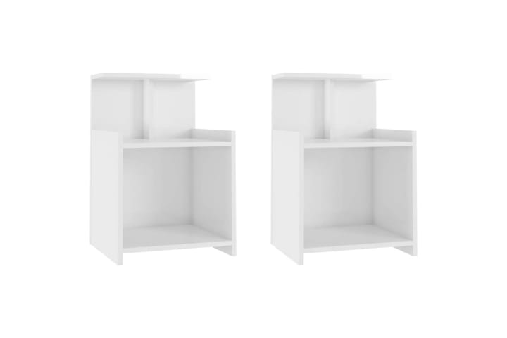 Yöpöydät 2 kpl korkeakiilto valkoinen 40x35x60 cm lastulevy - Yöpöytä