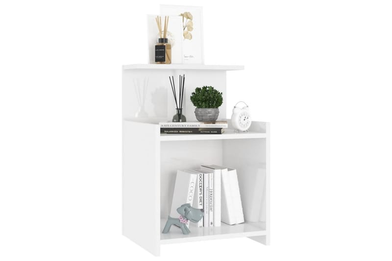 Yöpöydät 2 kpl korkeakiilto valkoinen 40x35x60 cm lastulevy - Huonekalut - Pöytä & ruokailuryhmä - Apupöytä & sivupöytä - Yöpöytä