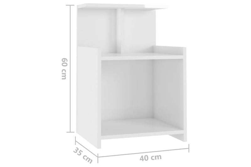 Yöpöydät 2 kpl korkeakiilto valkoinen 40x35x60 cm lastulevy - Huonekalut - Pöytä & ruokailuryhmä - Apupöytä & sivupöytä - Yöpöytä