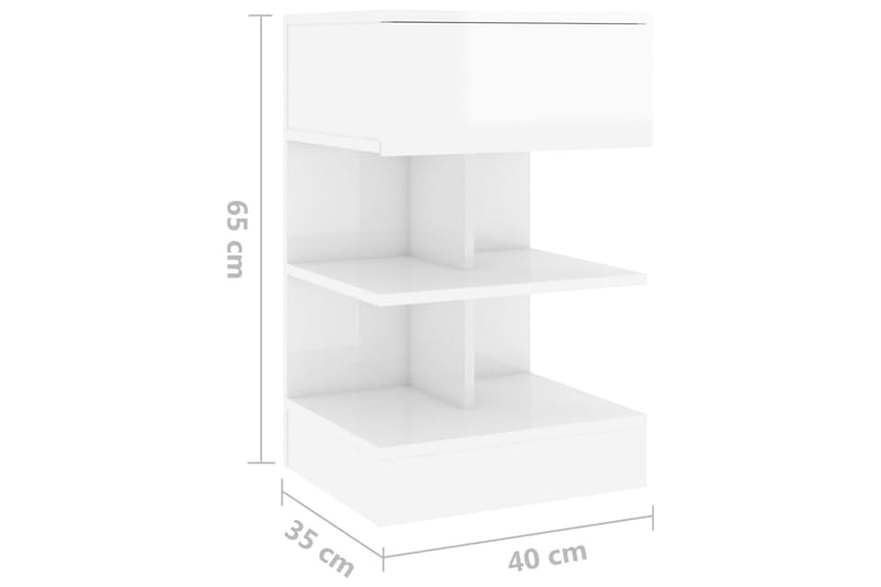 Yöpöydät 2 kpl korkeakiilto valkoinen 40x35x65 cm - Valkoinen - Huonekalut - Pöytä & ruokailuryhmä - Apupöytä & sivupöytä - Yöpöytä