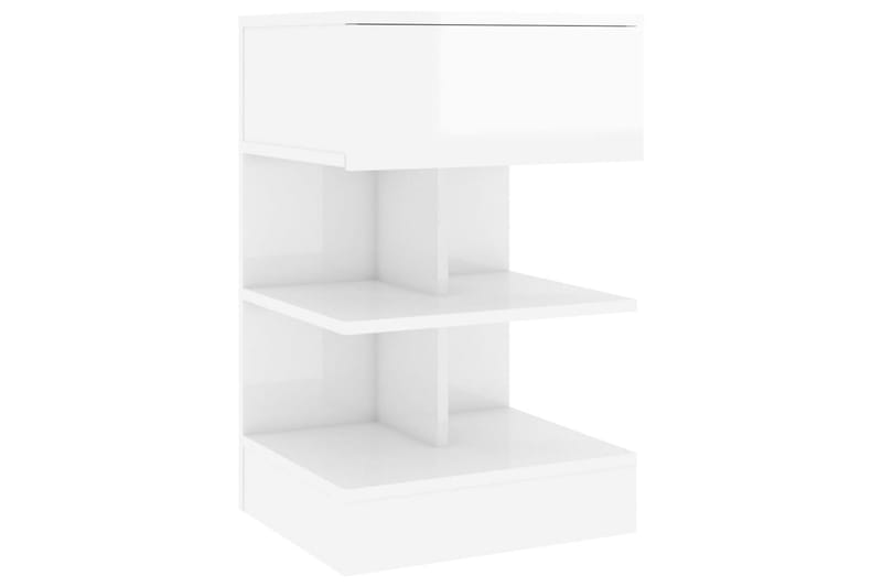 Yöpöydät 2 kpl korkeakiilto valkoinen 40x35x65 cm - Valkoinen - Huonekalut - Pöytä & ruokailuryhmä - Apupöytä & sivupöytä - Yöpöytä