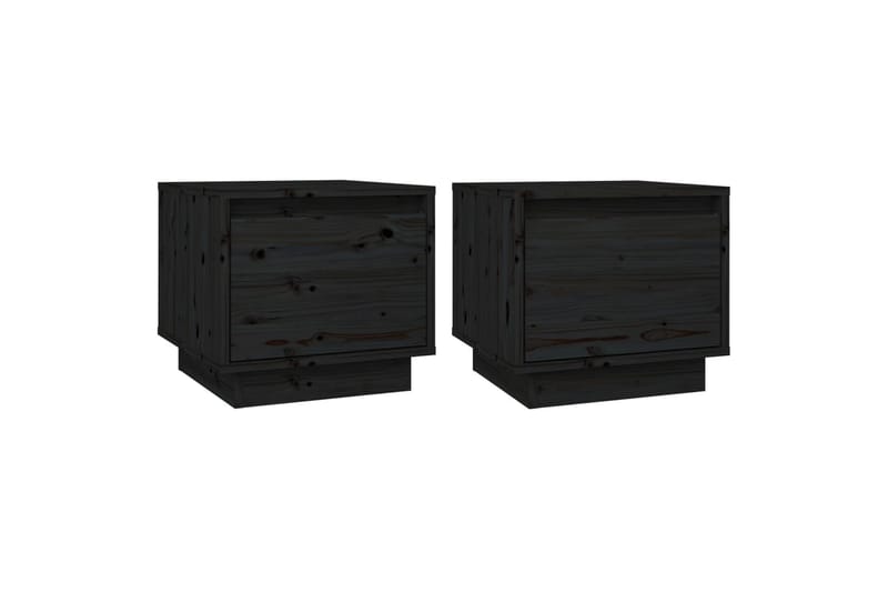 Yöpöydät 2 kpl musta 35x34x32 cm täysi mänty - Musta - Huonekalut - Pöytä & ruokailuryhmä - Apupöytä & sivupöytä - Yöpöytä