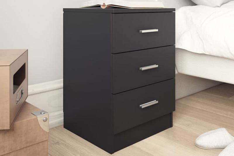Yöpöydät 2 kpl musta 38x35x56 cm lastulevy - Musta - Huonekalut - Pöytä & ruokailuryhmä - Apupöytä & sivupöytä - Yöpöytä