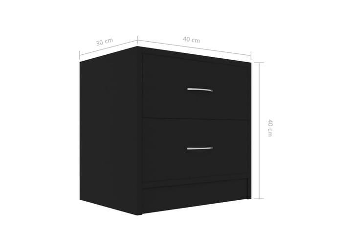 Yöpöydät 2 kpl musta 40x30x40 cm lastulevy - Musta - Yöpöytä