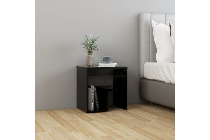 Yöpöydät 2 kpl musta 40x30x40 cm lastulevy - Huonekalut - Pöytä & ruokailuryhmä - Apupöytä & sivupöytä - Yöpöytä