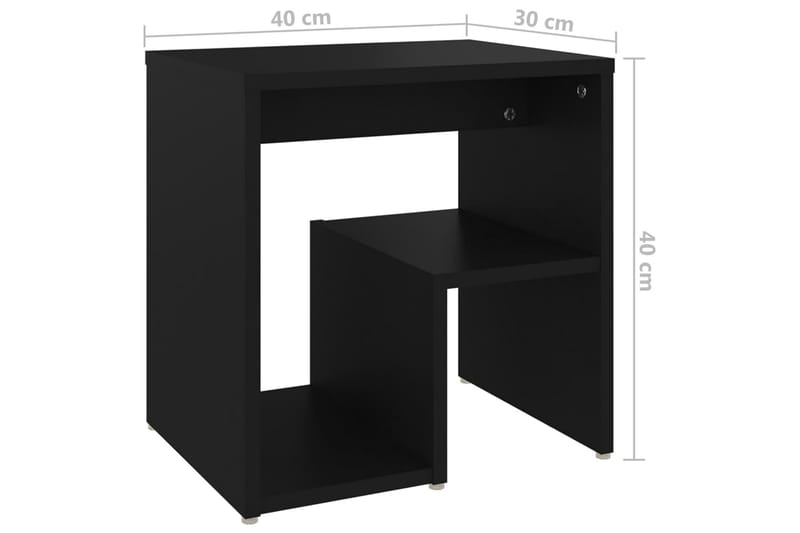 Yöpöydät 2 kpl musta 40x30x40 cm lastulevy - Huonekalut - Pöytä & ruokailuryhmä - Apupöytä & sivupöytä - Yöpöytä