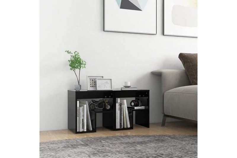 Yöpöydät 2 kpl musta 40x30x40 cm lastulevy - Huonekalut - Pöytä & ruokailuryhmä - Apupöytä & sivupöytä - Yöpöytä