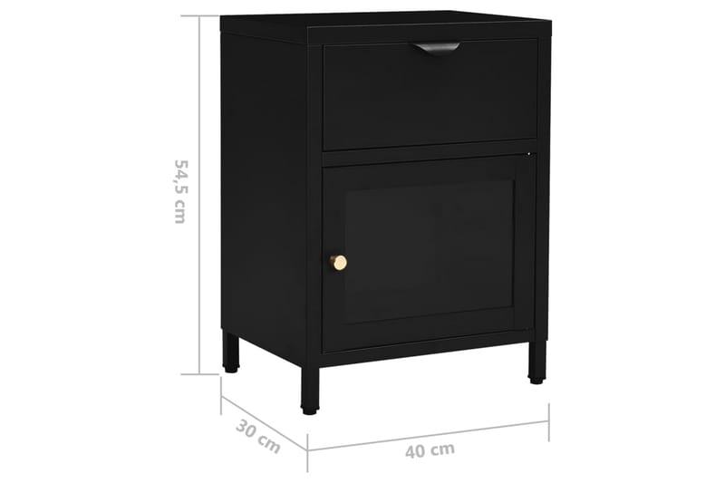 Yöpöydät 2 kpl musta 40x30x54,5 cm teräs ja lasi - Musta - Huonekalut - Pöytä & ruokailuryhmä - Apupöytä & sivupöytä - Yöpöytä