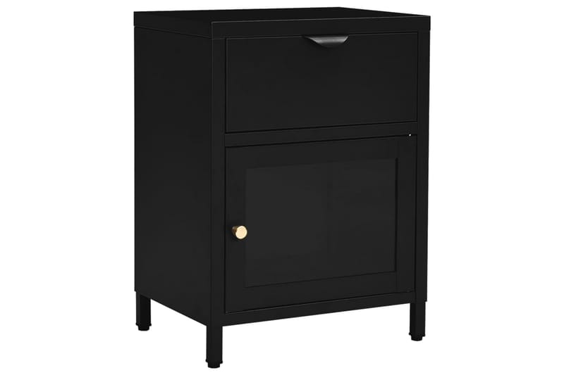 Yöpöydät 2 kpl musta 40x30x54,5 cm teräs ja lasi - Musta - Huonekalut - Pöytä & ruokailuryhmä - Apupöytä & sivupöytä - Yöpöytä
