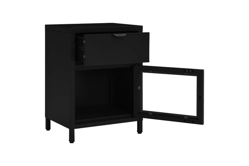 Yöpöydät 2 kpl musta 40x30x54,5 cm teräs ja lasi - Musta - Huonekalut - Pöytä & ruokailuryhmä - Apupöytä & sivupöytä - Yöpöytä