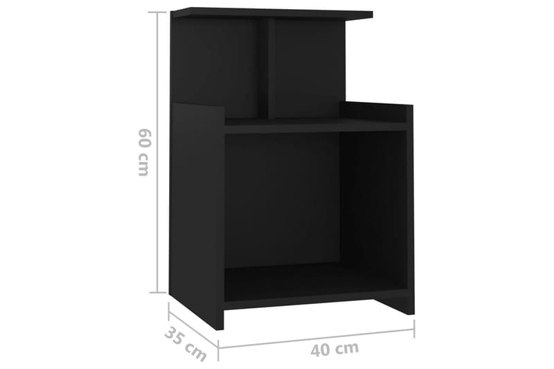 Yöpöydät 2 kpl musta 40x35x60 cm lastulevy - Huonekalut - Pöytä & ruokailuryhmä - Apupöytä & sivupöytä - Yöpöytä
