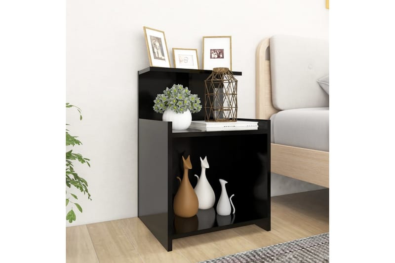 Yöpöydät 2 kpl musta 40x35x60 cm lastulevy - Huonekalut - Pöytä & ruokailuryhmä - Apupöytä & sivupöytä - Yöpöytä