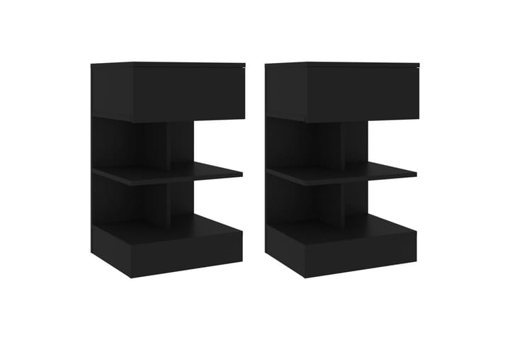 Yöpöydät 2 kpl musta 40x35x65 cm - Musta - Yöpöytä